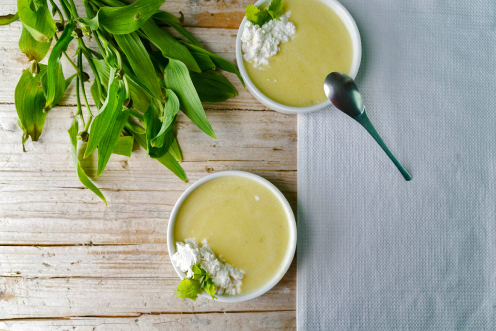 Cremas de primavera y vino, crema fria calabacin
